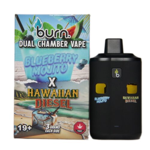 Burn Dual Chamber Vape - 3g + 3g - Blueberry Mojito x Hawaiian Diesel - 6 Gram THC